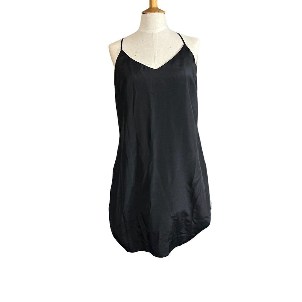J.Crew Women's Black Slip Dress Size 6 Midi V-Neck Sleeveless